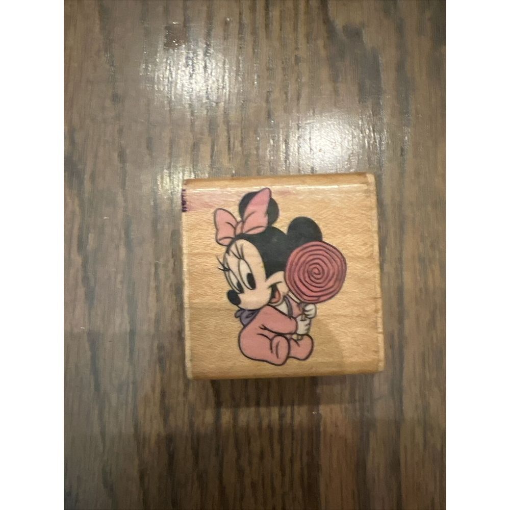 Baby‎ Minnie with Lollipop~Rare Rubber Stamp~ 1.5"X 1.5"~Rubber Stampede 470-C